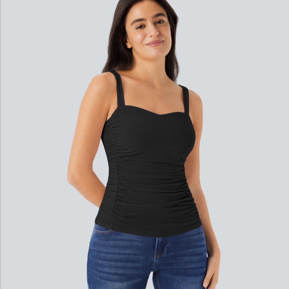 HALARA Black Ruched Tank Top
